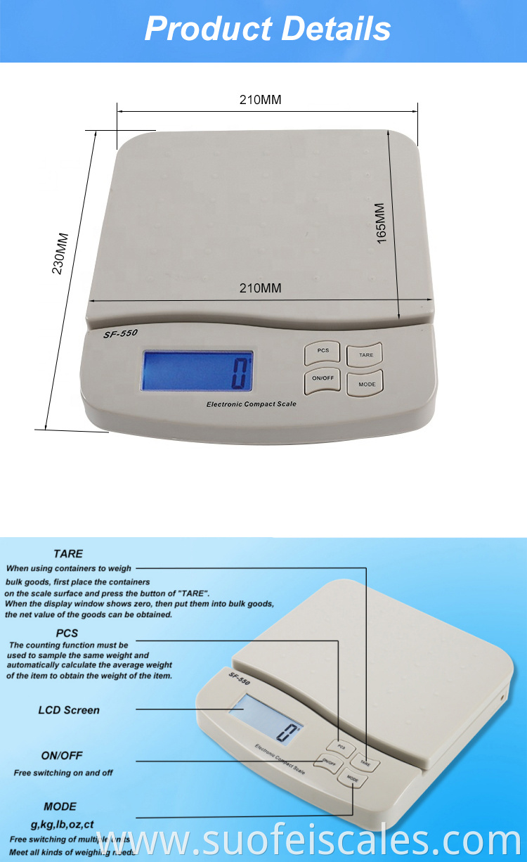 Suofei sf550 55 LB x 0.1 OZ Digital Postal Shipping Scale with Counting Function